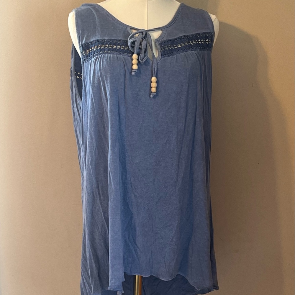 One World Sleeveless Top with Lace Detail